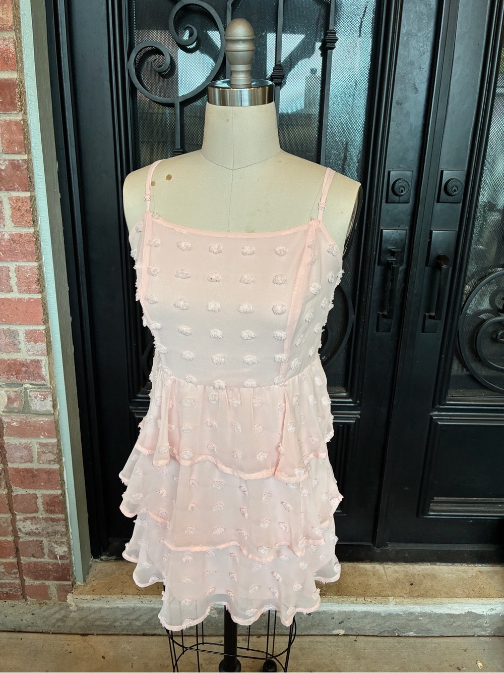 Women's Light Pink Ruffle Tiered Dress